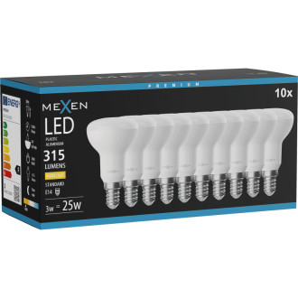 Mexen Nova 10x LED žiarovka E14, R50, 3W, teplá - 3000K, 315 lm - L103-E14-0330-01x10
