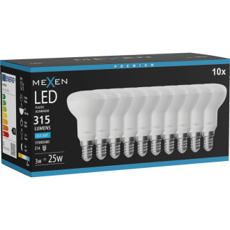 Mexen Nova 10x LED žiarovka E14, R50, 3W, studená - 6500K, 315 lm - L103-E14-0365-01x10