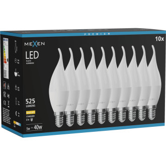 Mexen Nova 10x LED žiarovka E14, C37, 5W, teplá - 3000K, 525 lm - L106-E14-0530-01x10