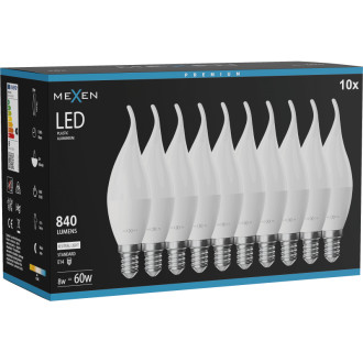 Mexen Nova 10x LED plamenná žiarovka E14, C37, 8W, neutrálna - 4000K, 840 lm - L106-E14-0840-01x10