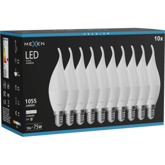 Mexen Nova 10x LED žiarovka E14, C37, 10W, neutrálna - 4000K, 1055 lm - L106-E14-1040-01x10