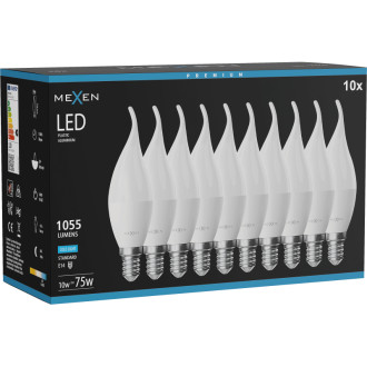 Mexen Nova 10x LED žiarovka E14, C37, 10W, studená - 6500K, 1055 lm - L106-E14-1065-01x10
