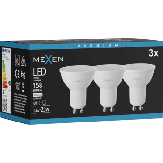 Mexen Nova 3x LED žiarovka GU10, 1,5W, neutrálna - 4000K, 158 lm - L107-GU10-0140-01x03