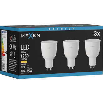 Mexen Nova 3x LED žiarovka GU10, 12W, teplá - 3000K, 1260 lm - L108-GU10-1230-01x03