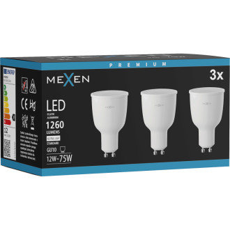 Mexen Nova 3x LED žiarovka GU10, 12W, neutrálna - 4000K, 1260 lm - L108-GU10-1240-01x03