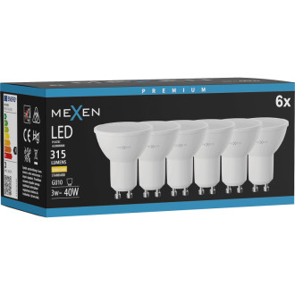 Mexen Nova 6x LED žiarovka GU10, 3W, teplá - 3000K, 315 lm - L107-GU10-0330-01x06