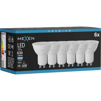 Mexen Nova 6x LED žiarovka GU10, 6W, studená - 6500K, 630 lm - L107-GU10-0665-01x06