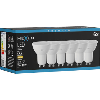 Mexen Nova 6x LED žiarovka GU10, 7W, teplá - 3000K, 735 lm - L107-GU10-0730-01x06
