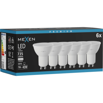 Mexen Nova 6x LED žiarovka GU10, 7W, neutrálna - 4000K, 735 lm - L107-GU10-0740-01x06