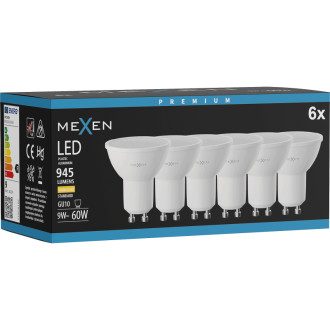 Mexen Nova 6x LED žiarovka GU10, 9W, teplá - 3000K, 945 lm - L108-GU10-0930-01x06