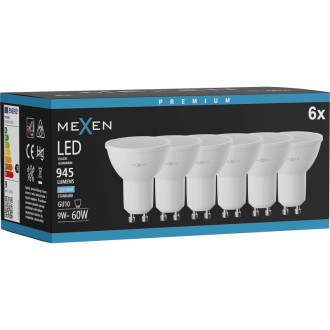 Mexen Nova 6x LED žiarovka GU10, 9W, studená - 6500K, 945 lm - L108-GU10-0965-01x06