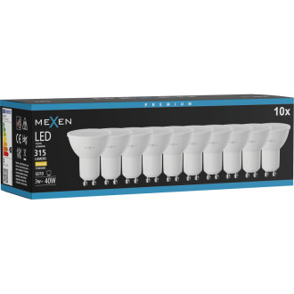 Mexen Nova 10x LED žiarovka GU10, 3W, teplá - 3000K, 315 lm - L107-GU10-0330-01x10
