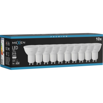 Mexen Nova 10x LED žiarovka GU10, 3W, neutrálna - 4000K, 315 lm - L107-GU10-0340-01x10