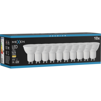 Mexen Nova 10x LED žiarovka GU10, 5W, teplá - 3000K, 525 lm - L107-GU10-0530-01x10