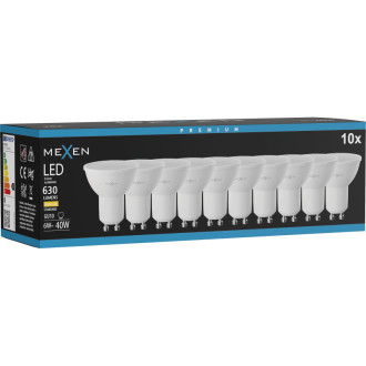Mexen Nova 10x LED žiarovka GU10, 6W, teplá - 3000K, 630 lm - L107-GU10-0630-01x10