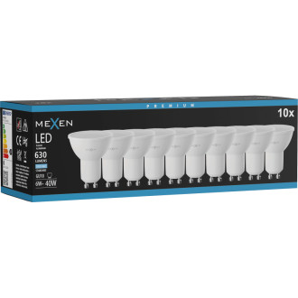 Mexen Nova 10x LED žiarovka GU10, 6W, studená - 6500K, 630 lm - L107-GU10-0665-01x10