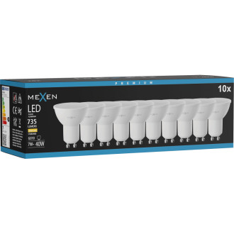 Mexen Nova 10x LED žiarovka GU10, 7W, teplá - 3000K, 735 lm - L107-GU10-0730-01x10