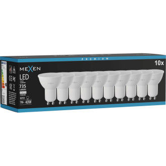 Mexen Nova 10x LED žiarovka GU10, 7W, neutrálna - 4000K, 735 lm - L107-GU10-0740-01x10