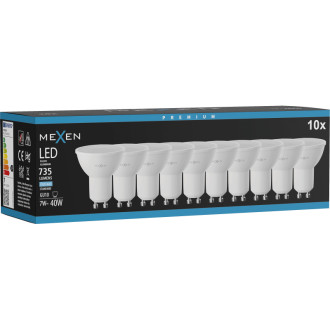 Mexen Nova 10x LED žiarovka GU10, 7W, studená - 6500K, 735 lm - L107-GU10-0765-01x10