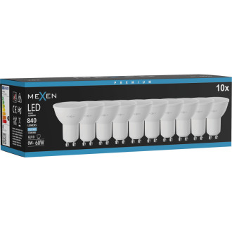 Mexen Nova 10x LED žiarovka GU10, 8W, studená - 6500K, 840 lm - L108-GU10-0865-01x10