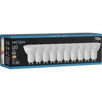 Mexen Nova 10x LED žiarovka GU10, 9W, teplá - 3000K, 945 lm - L108-GU10-0930-01x10