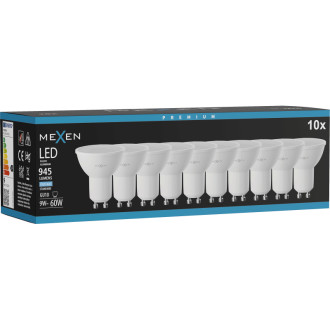 Mexen Nova 10x LED žiarovka GU10, 9W, studená - 6500K, 945 lm - L108-GU10-0965-01x10