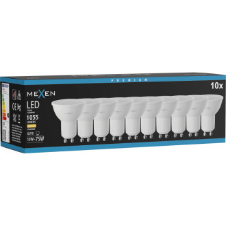 Mexen Nova 10x LED žiarovka GU10, 10W, teplá - 3000K, 1055 lm - L108-GU10-1030-01x10