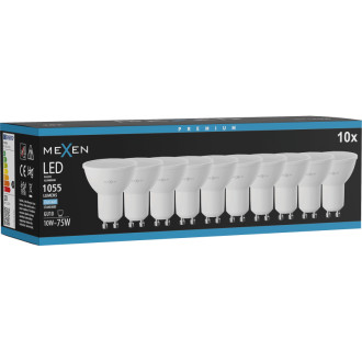 Mexen Nova 10x LED žiarovka GU10, 10W, studená - 6500K, 1055 lm - L108-GU10-1065-01x10