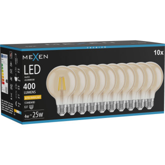Mexen Vintis 10x LED žiarovka s vláknom E27, G80, 4W, teplá - 2200K, 400 lm, jantárová - L155-E27-0422-50x10