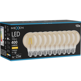 Mexen Vintis 10x LED žiarovka s vláknom E27, G80, 4W, teplá - 2700K, 400 lm, jantárová - L155-E27-0427-50x10