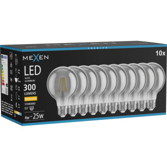 Mexen Vintis 10x LED žiarovka s vláknom E27, G80, 4W, teplá - 2700K, 300 lm, dymová - L155-E27-0427-70x10