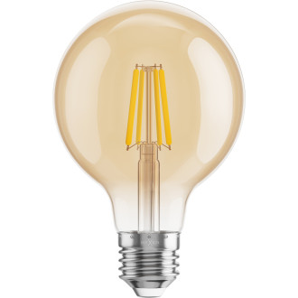 Mexen Vintis 6x LED žiarovka s vláknom E27, G80, 6W, teplá - 2200K, 600 lm, jantárová - L155-E27-0622-50x06