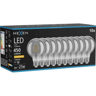 Mexen Vintis 10x LED žiarovka s vláknom E27, G80, 6W, teplá - 2200K, 450 lm, dymová - L155-E27-0622-70x10