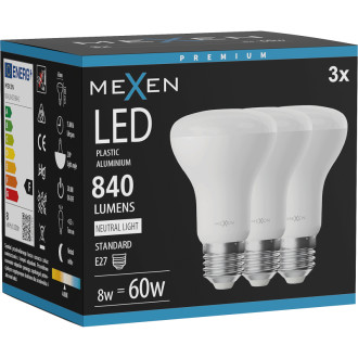 Mexen Nova 3x LED žiarovka E27, R63, 8W, neutrálna - 4000K, 840 lm - L104-E27-0840-01x03