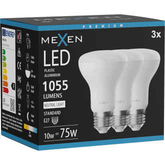 Mexen Nova 3x LED žiarovka E27, R63, 10W, neutrálna - 4000K, 1055 lm - L104-E27-1040-01x03