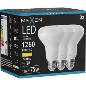 Mexen Nova 3x LED žiarovka E27, R80, 12W, teplá - 3000K, 1260 lm - L105-E27-1230-01x03