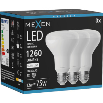 Mexen Nova 3x LED žiarovka E27, R80, 12W, neutrálna - 4000K, 1260 lm - L105-E27-1240-01x03