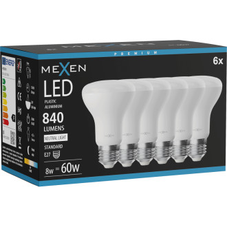 Mexen Nova 6x LED žiarovka E27, R63, 8W, neutrálna - 4000K, 840 lm - L104-E27-0840-01x06