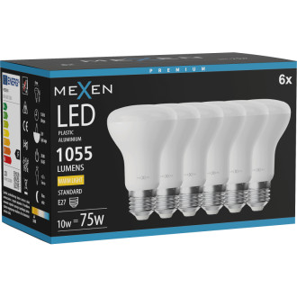 Mexen Nova 6x LED žiarovka E27, R63, 10W, teplá - 3000K, 1055 lm - L104-E27-1030-01x06