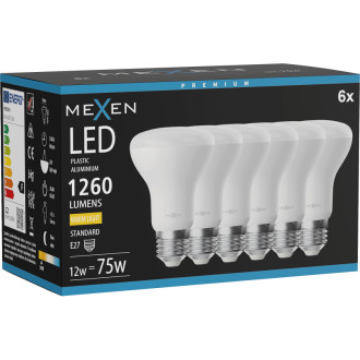 Mexen Nova 6x LED žiarovka E27, R63, 12W, teplá - 3000K, 1260 lm - L104-E27-1230-01x06