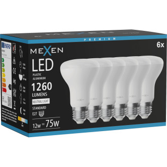 Mexen Nova 6x LED žiarovka E27, R63, 12W, neutrálna - 4000K, 1260 lm - L104-E27-1240-01x06