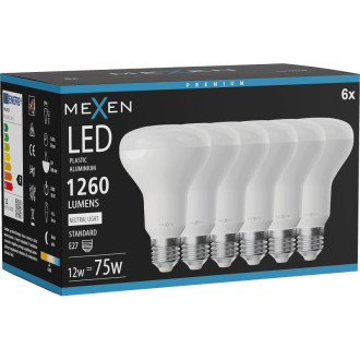 Mexen Nova 6x LED žiarovka E27, R80, 12W, neutrálna - 4000K, 1260 lm - L105-E27-1240-01x06