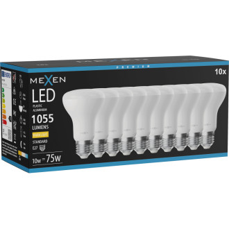 Mexen Nova 10x LED žiarovka E27, R63, 10W, teplá - 3000K, 1055 lm - L104-E27-1030-01x10