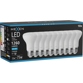 Mexen Nova 10x LED žiarovka E27, R63, 12W, studená - 6500K, 1260 lm - L104-E27-1265-01x10