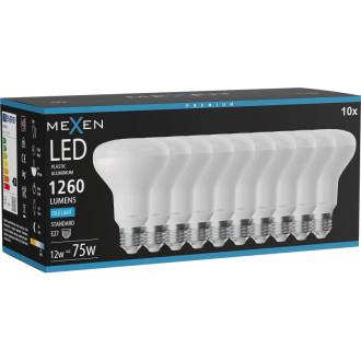 Mexen Nova 10x LED žiarovka E27, R80, 12W, studená - 6500K, 1260 lm - L105-E27-1265-01x10