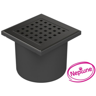 Podlahová vpusť priama čierna D110, NEPTUN, mriežka GATE čierna