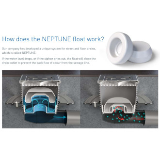 Podlahová vpusť přímá D110, NEPTUN, nerez rámeček, mřížka CERAMICS