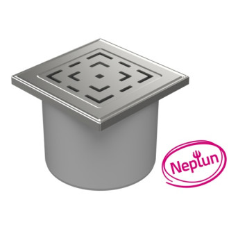 Podlahová vpusť priama D110, NEPTUN, nerez rámček, mriežka LABYRINTH