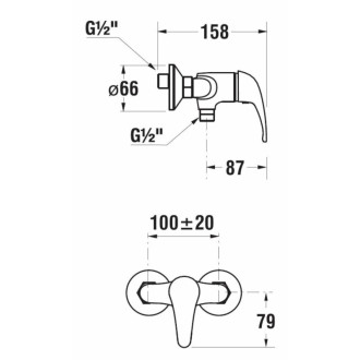Sprchová batéria Jika Dino bez sprchového setu 100 mm chróm H3317270043001
