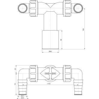 ALCA P155Z Dvojité kolienko DN40/32 / 17–23 s klapkami